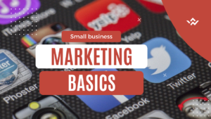 This is an image with social media in the background and the overlay text says Marketing basics for beginners