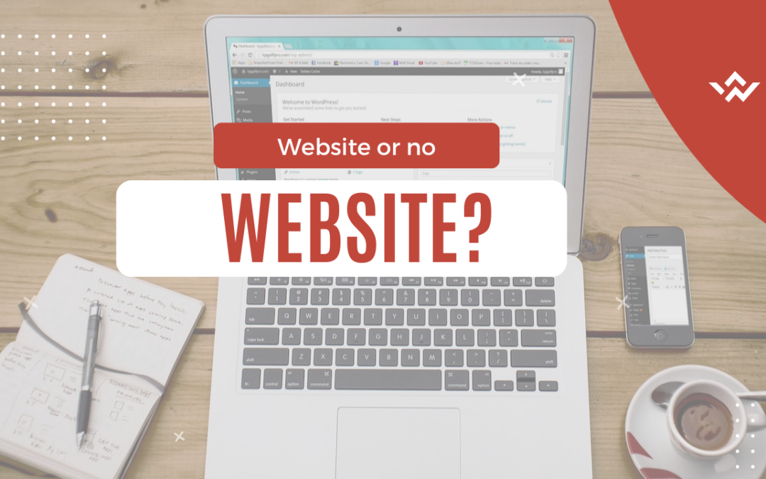An article thumbnail with a laptop and overlay text that reads 'Website or no website for your small business'